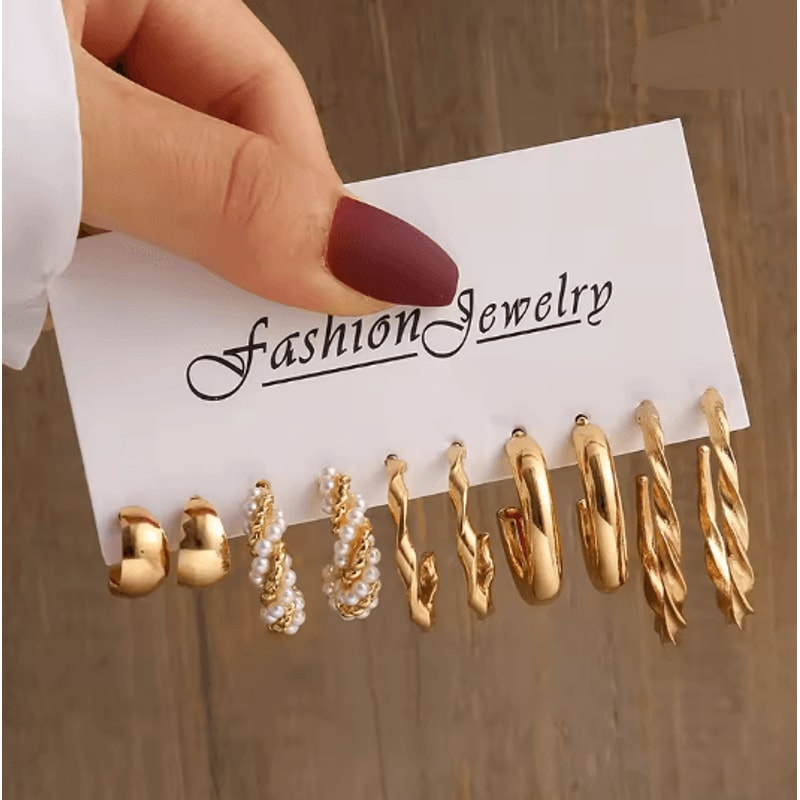 Aurora Vintage Gold Pearl Dangle Earrings Geometric Statement Jewelry 1