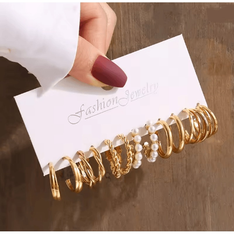 Aurora Vintage Gold Pearl Dangle Earrings Geometric Statement Jewelry 9