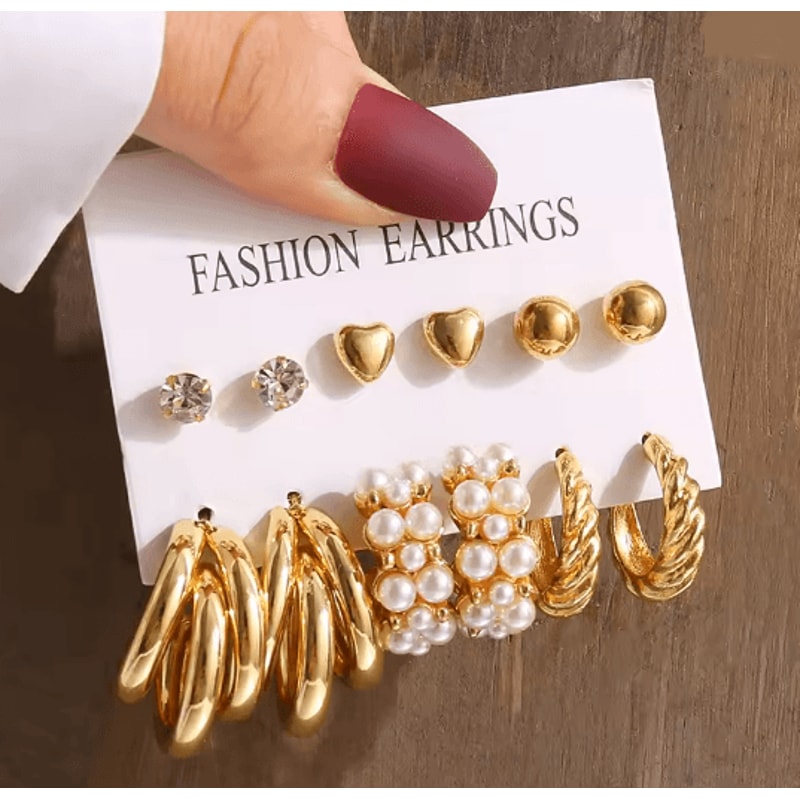 Aurora Vintage Gold Pearl Dangle Earrings Geometric Statement Jewelry 10