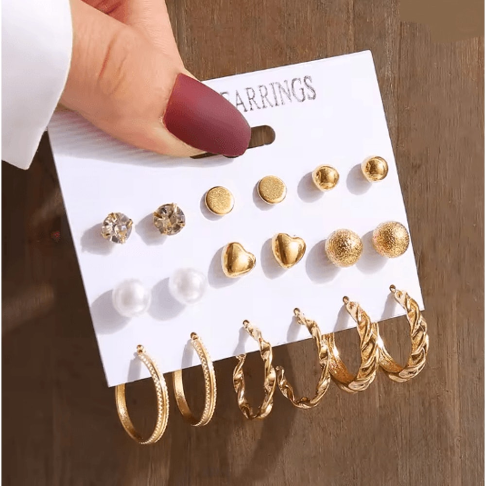 Aurora Vintage Gold Pearl Dangle Earrings Geometric Statement Jewelry 11