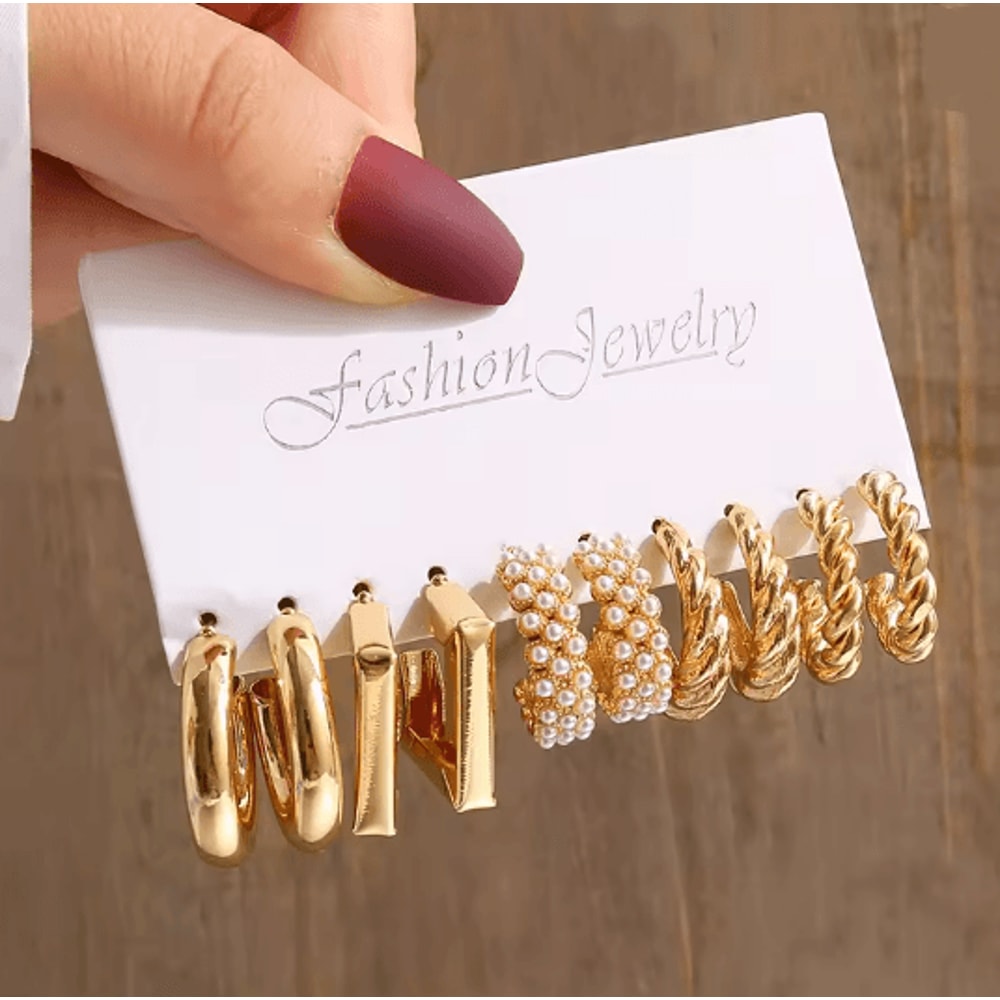 Aurora Vintage Gold Pearl Dangle Earrings Geometric Statement Jewelry 13