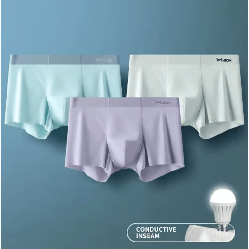 MIIOW Ice Silk Mens Boxer Briefs Antistatic Seamless Underwear Set 7