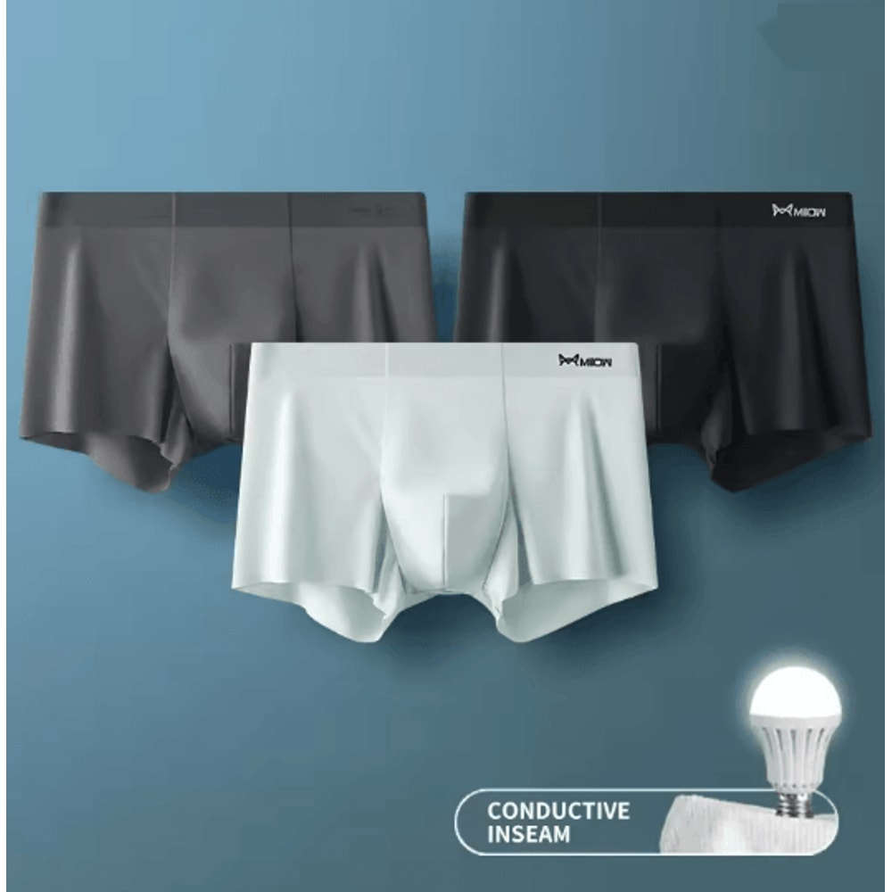 MIIOW Ice Silk Mens Boxer Briefs Antistatic Seamless Underwear Set 8