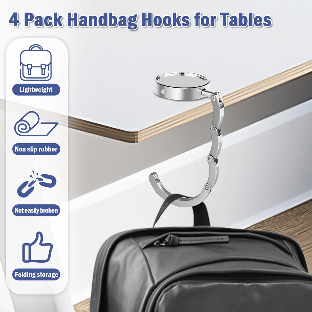 FoldEase Portable Bag Hanger Folding Handbag Hook Table Purse Holder 0
