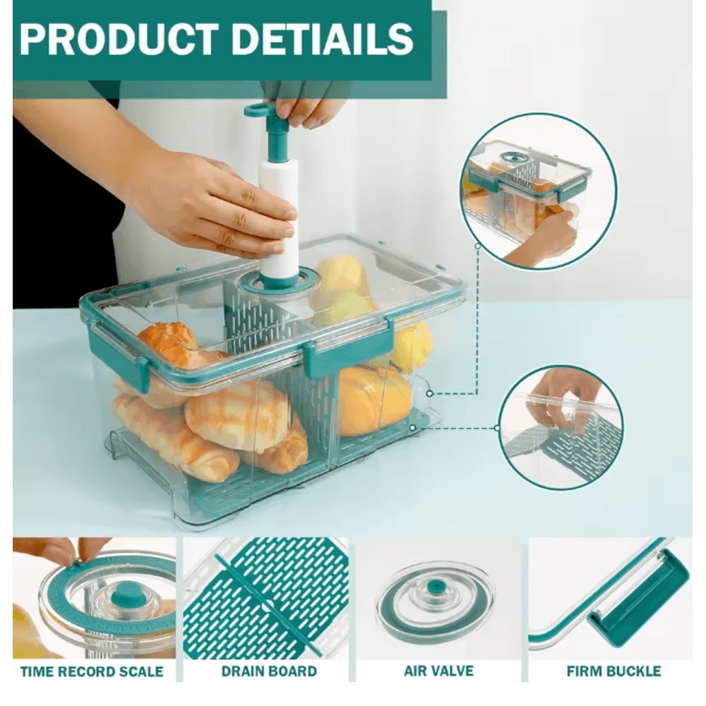 Airtight Bread Box With Vacuum Pump Freshness Keeper Container 2