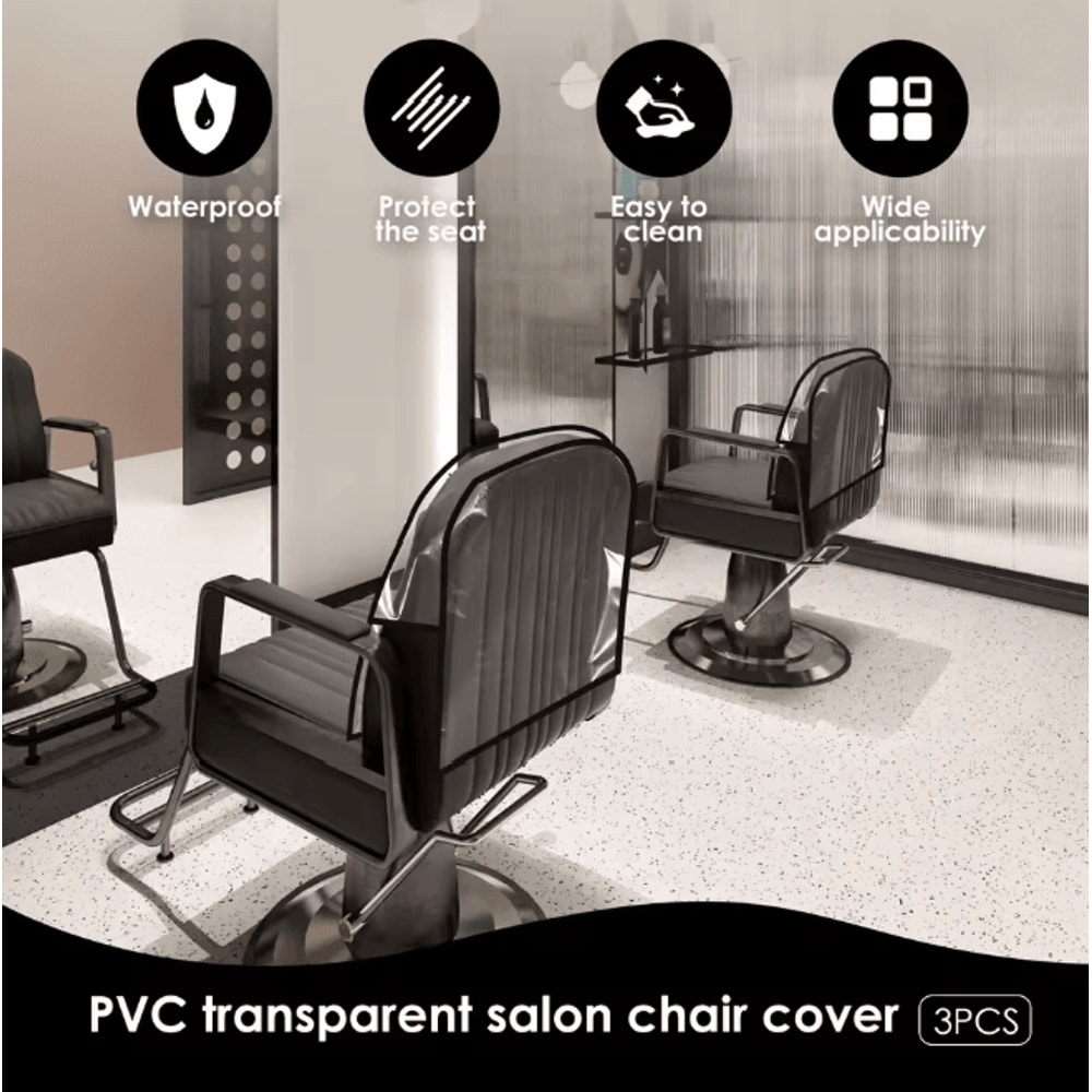 Clear PVC Salon Chair Back Covers Waterproof Chair Protectors 3 Pack 1