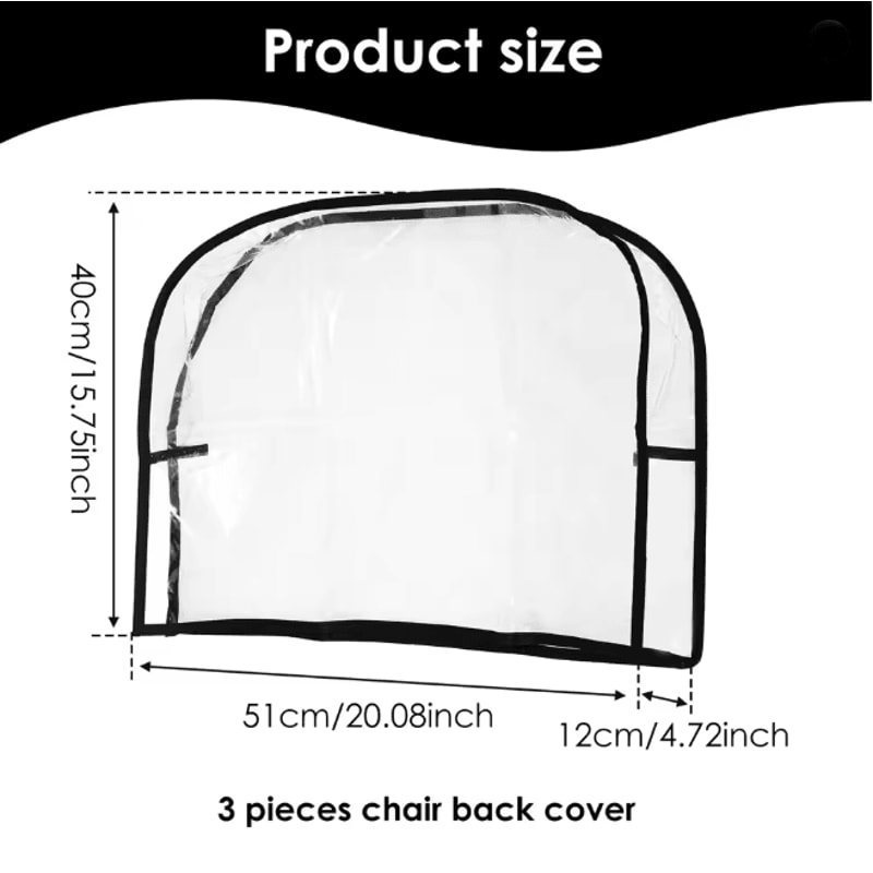 Clear PVC Salon Chair Back Covers Waterproof Chair Protectors 3 Pack 2