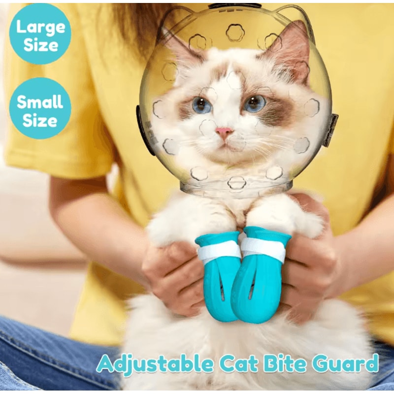 Transparent Cat Grooming Muzzle Anti Bite Protective Hood 0