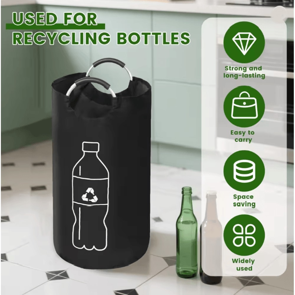 Large Capacity Folding Bottle Storage Basket With Aluminum Handle 1