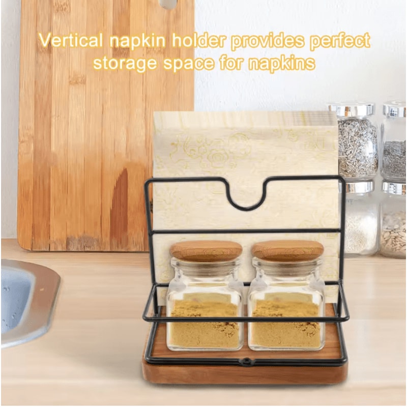 Metal Napkin Holder With Weighted Base For Kitchen Countertop 2