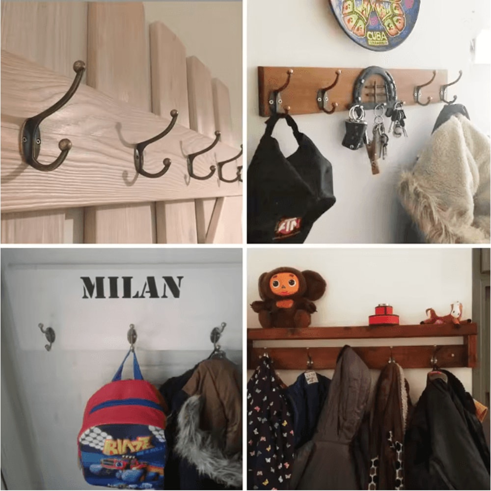 Retro Copper Dual Coat Hooks Wall Mounted Heavy Duty Rack 5 Pack 4