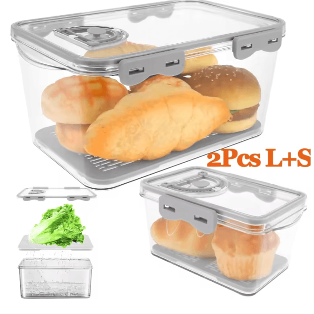 Airtight Bread Box With Time Recording Clear Bread Storage Container 0