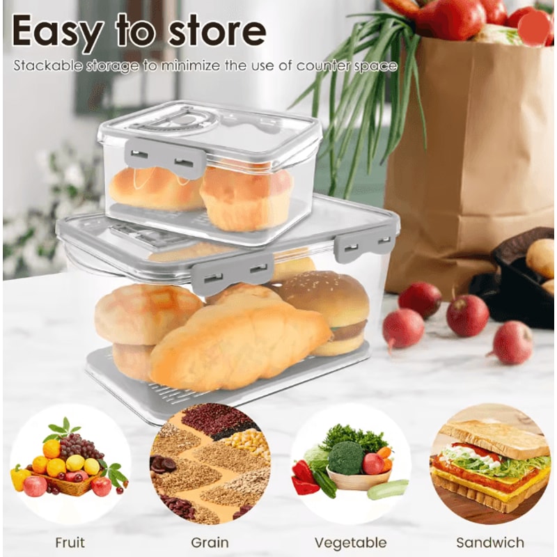 Airtight Bread Box With Time Recording Clear Bread Storage Container 2