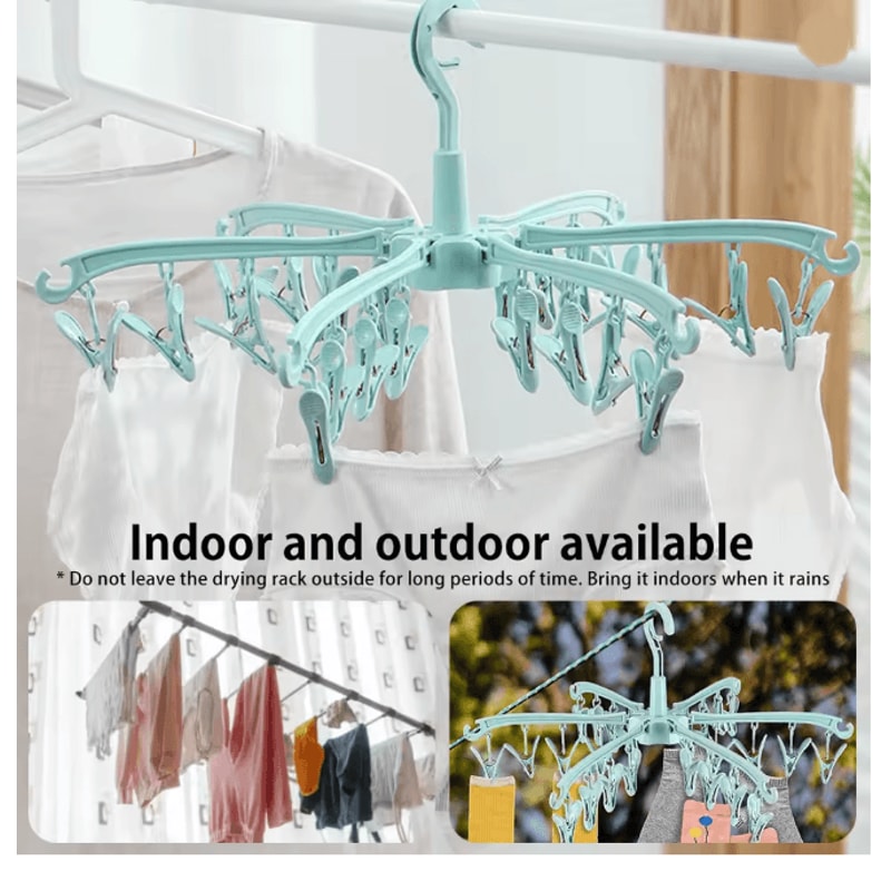 Foldable Sock Drying Rack With 24 Clips Portable Laundry Hanger 4