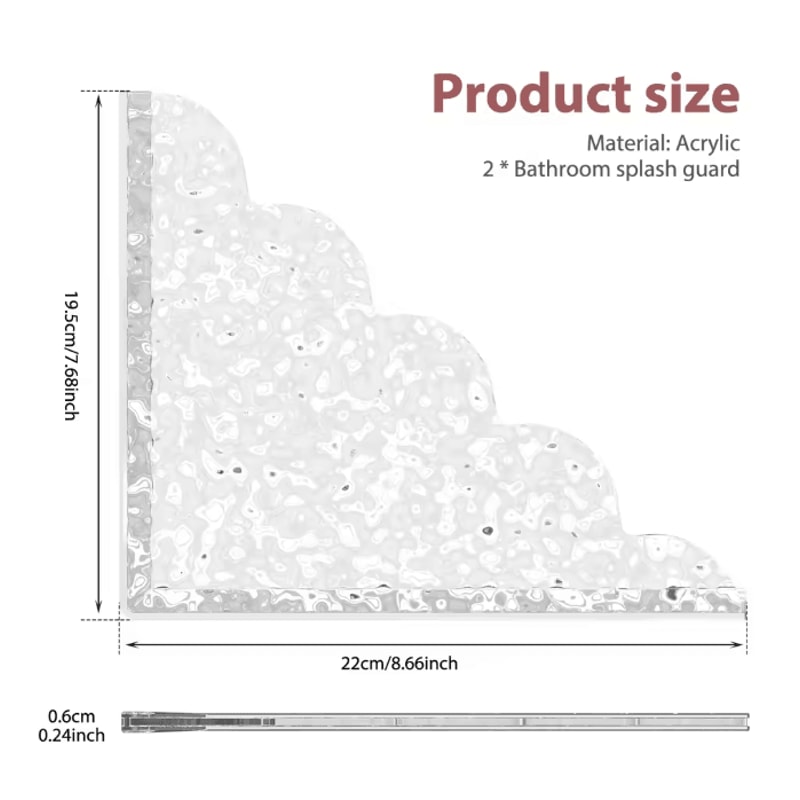 Clear Acrylic Shower Splash Guards Waterproof Bathtub Water Guards 2 Pack 3