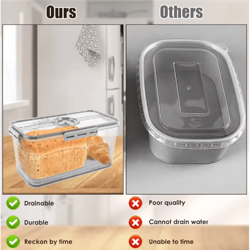Airtight Bread Box Food Sealing Container With Time Recording 2