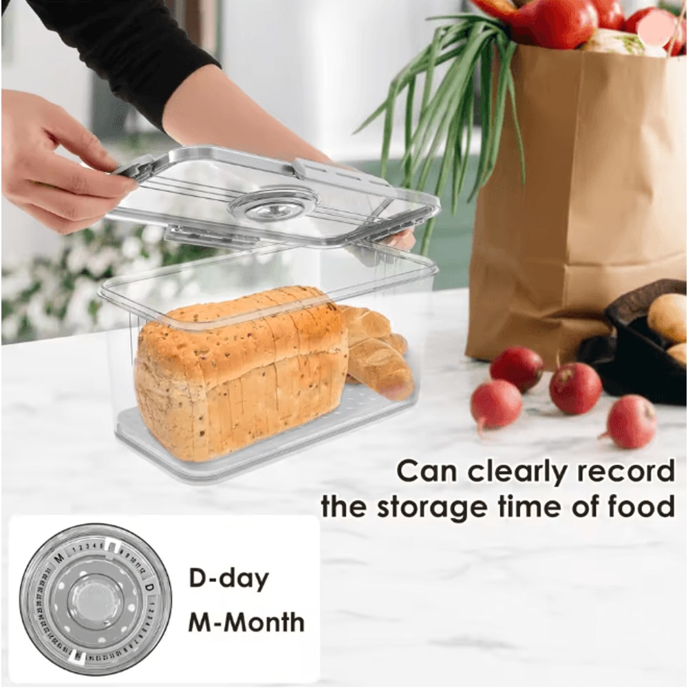 Airtight Bread Box Food Sealing Container With Time Recording 3