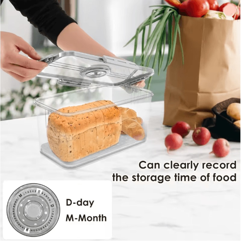 Airtight Bread Box Food Sealing Container With Time Recording 3