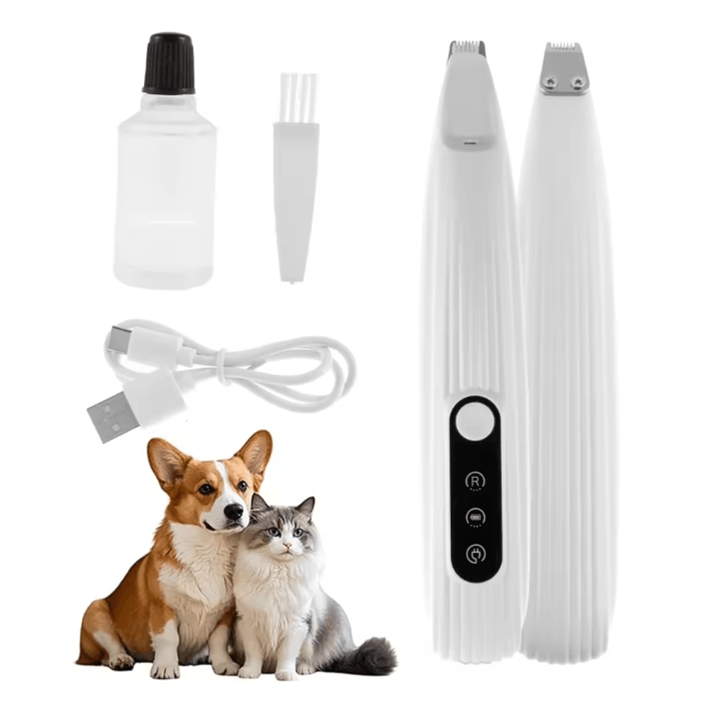 LED Dog Paw Trimmer USB Rechargeable Low Noise Grooming Clippers 0