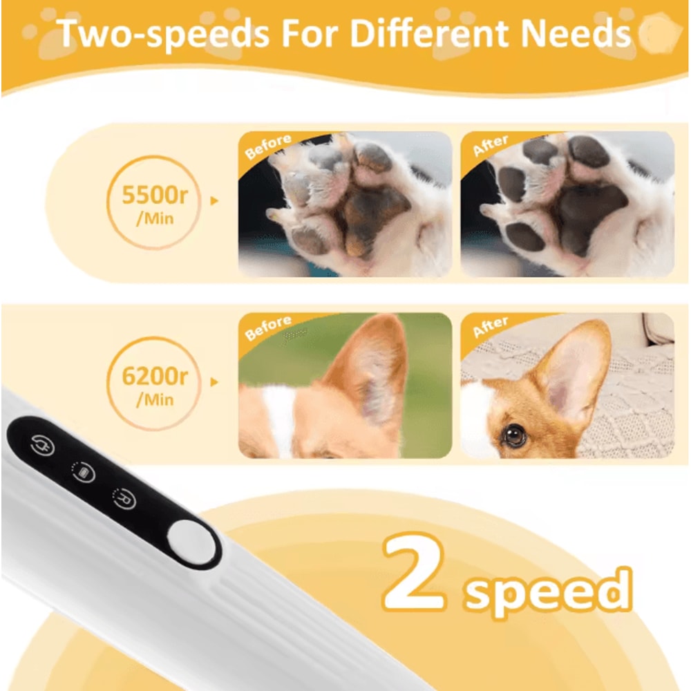 LED Dog Paw Trimmer USB Rechargeable Low Noise Grooming Clippers 2