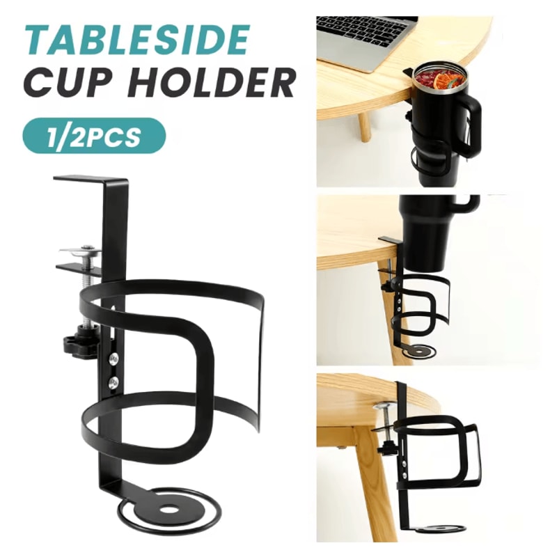 Adjustable Desk Cup Holder Clip On Mug And Headphone Organizer 0