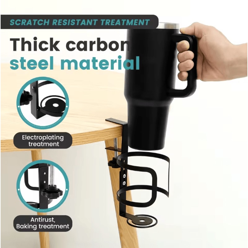 Adjustable Desk Cup Holder Clip On Mug And Headphone Organizer 1