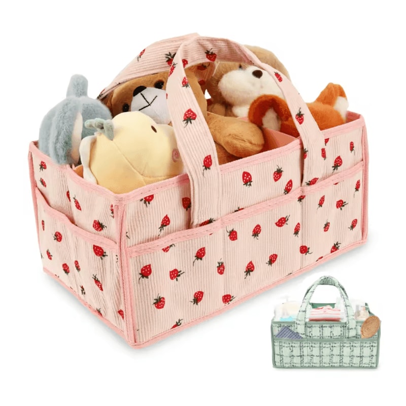 Portable Baby Diaper Caddy Bag With Handle Nursery Storage Basket 0