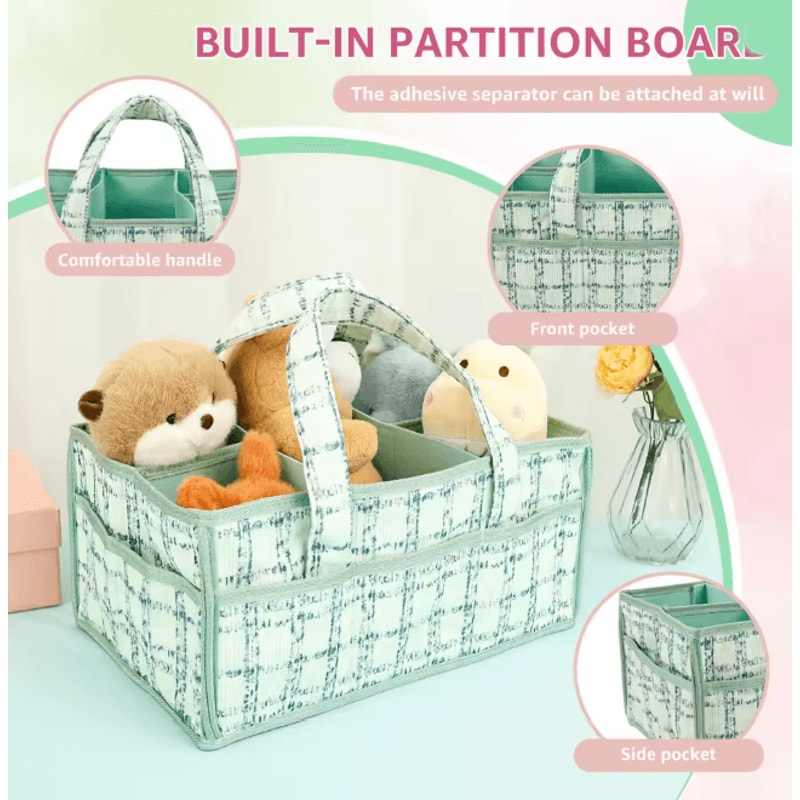 Portable Baby Diaper Caddy Bag With Handle Nursery Storage Basket 2