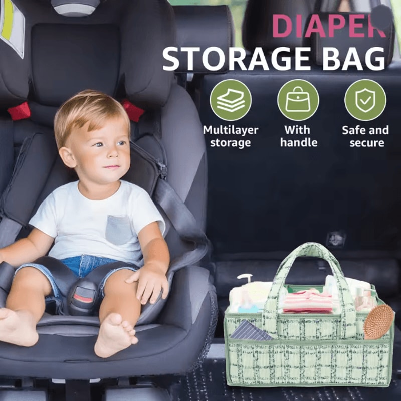 Portable Baby Diaper Caddy Bag With Handle Nursery Storage Basket 3