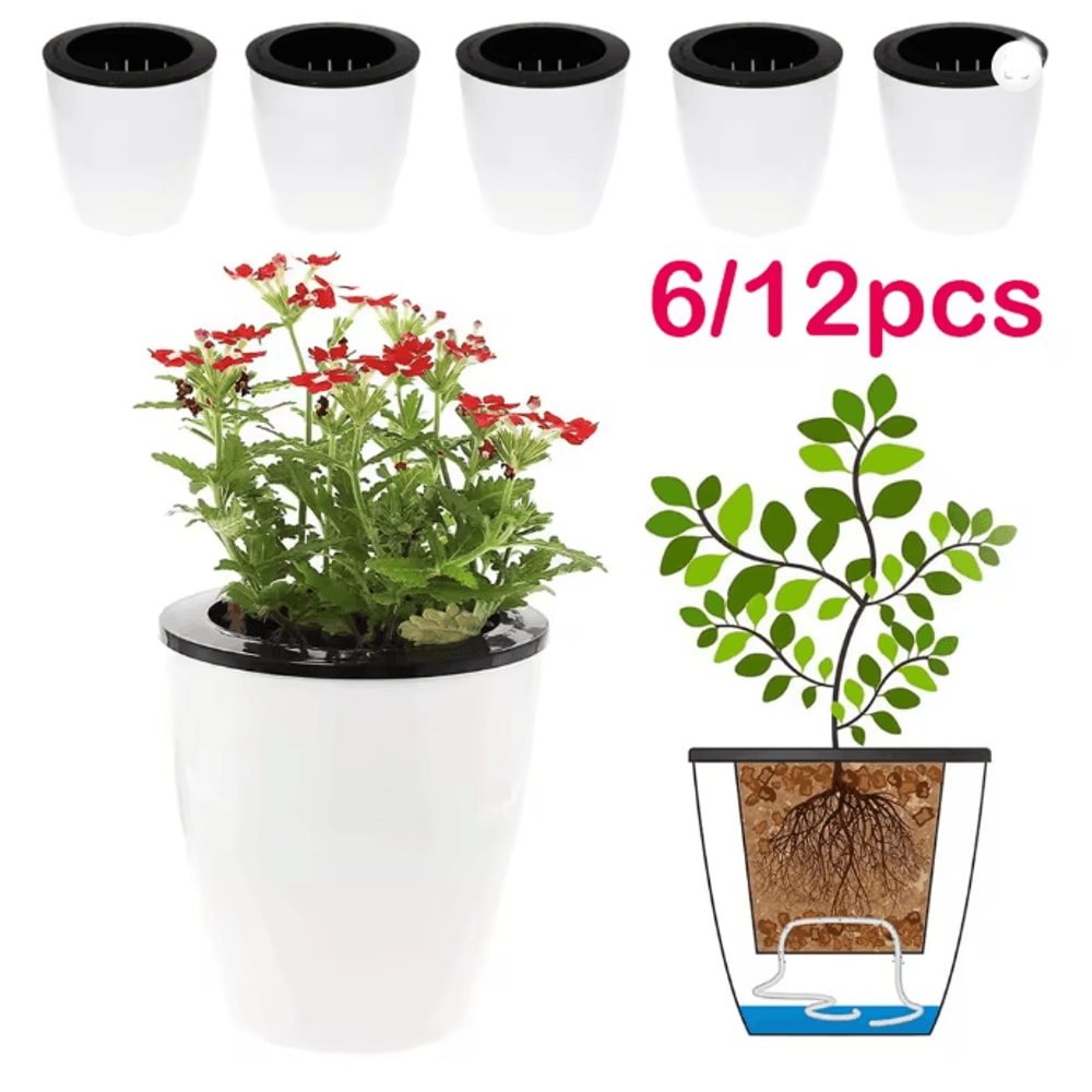 Self Watering Flower Pots Automatic Water Absorbing Plant Pots Set 0