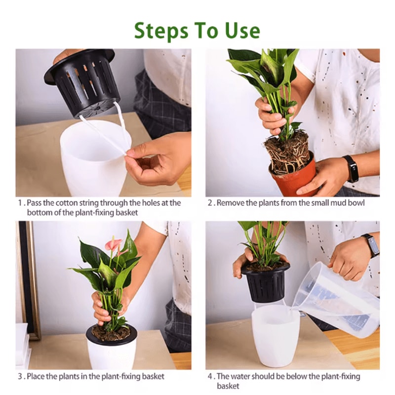 Self Watering Flower Pots Automatic Water Absorbing Plant Pots Set 1