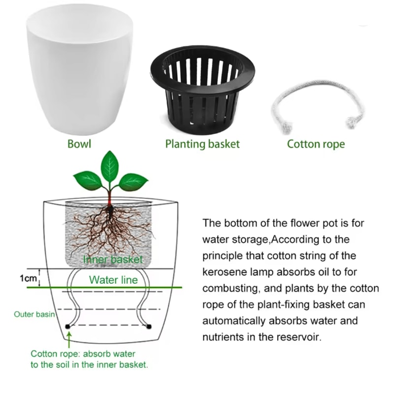 Self Watering Flower Pots Automatic Water Absorbing Plant Pots Set 4
