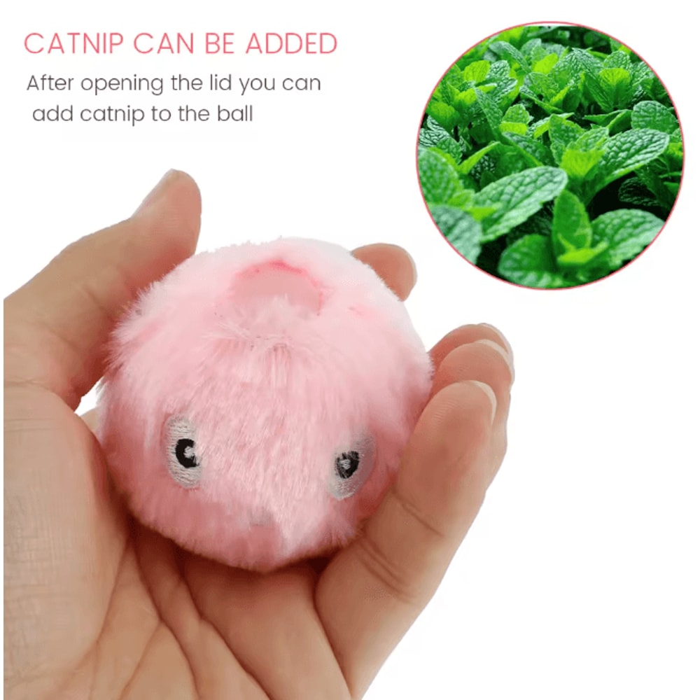 Interactive Cat Toy Balls Smart Plush Chirping Pet Play Set 2