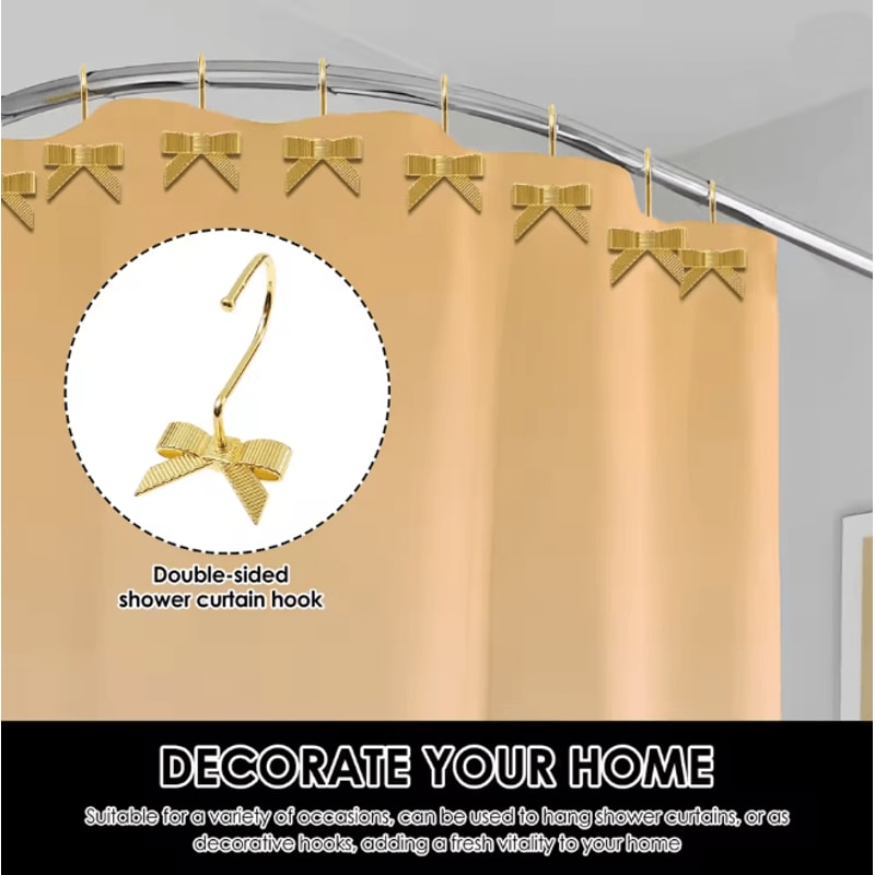 Decorative Bow Shower Curtain Hooks Pretty Bathroom Curtain Rings 12 Pack 2