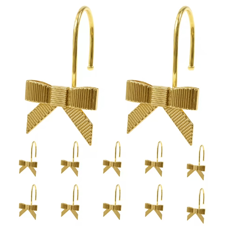 Decorative Bow Shower Curtain Hooks Pretty Bathroom Curtain Rings 12 Pack 4