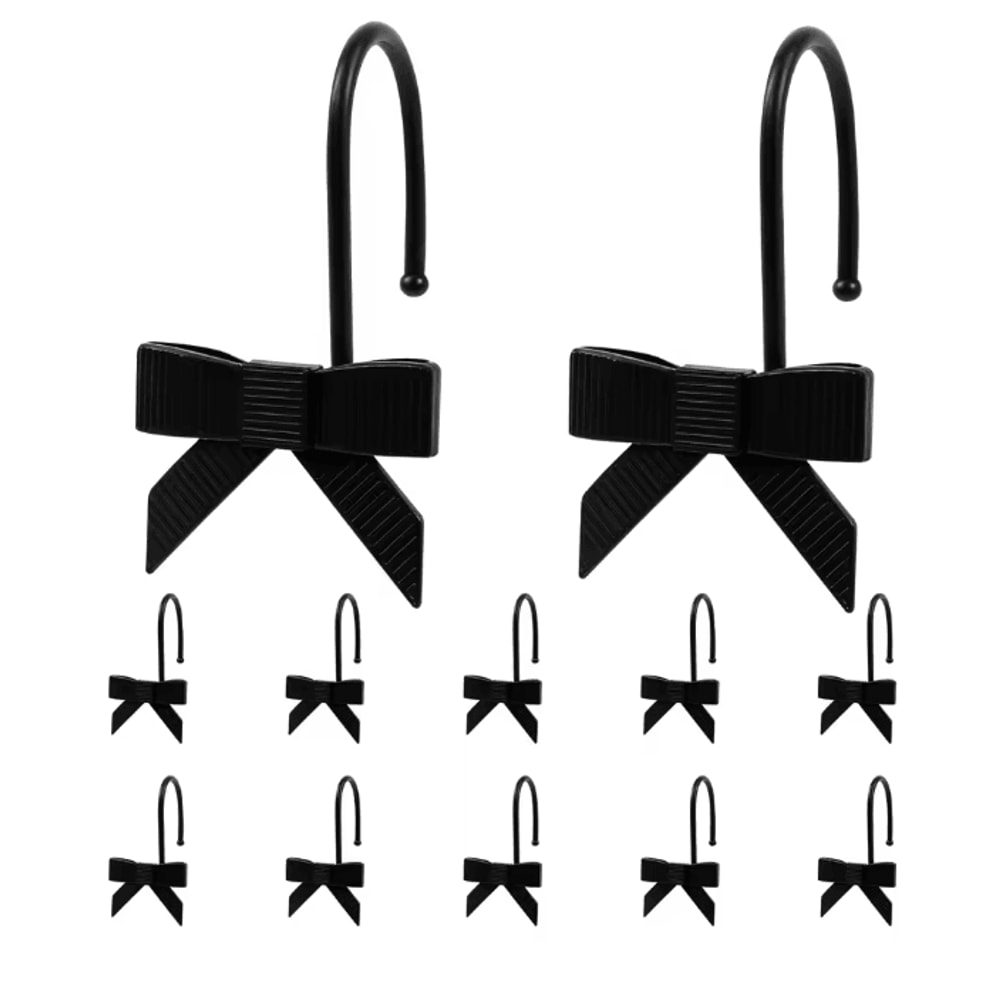 Decorative Bow Shower Curtain Hooks Pretty Bathroom Curtain Rings 12 Pack 5