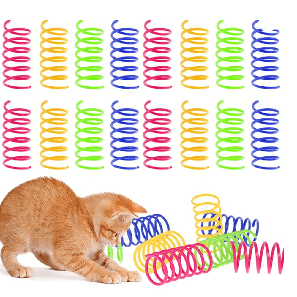 Colorful Cat Spring Toys Interactive Coil Play Set 16 Pieces 5