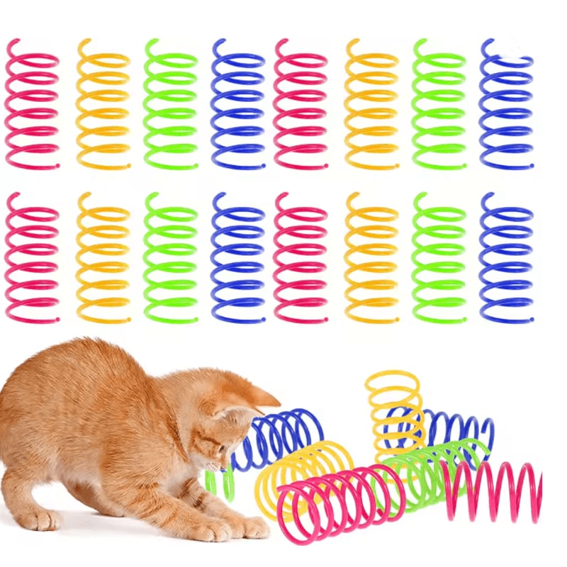 Colorful Cat Spring Toys Interactive Coil Play Set 16 Pieces 5