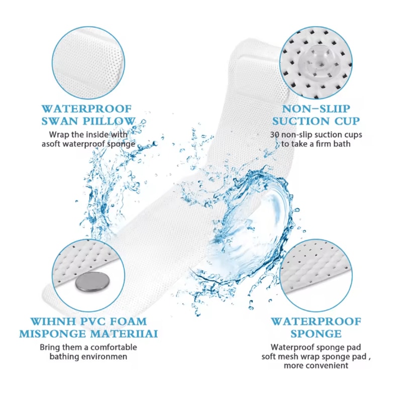 Extra Long Full Body Bath Mat Massage Cushion With Head And Neck Support 1