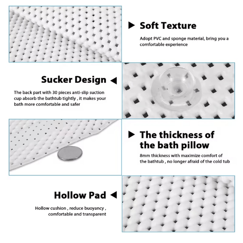 Extra Long Full Body Bath Mat Massage Cushion With Head And Neck Support 2