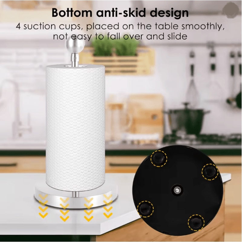 Stainless Steel Paper Towel Stand Nonslip Freestanding Kitchen Roll Holder 1