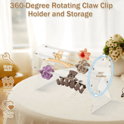 360 degree rotating acrylic hair clip organizer display stand