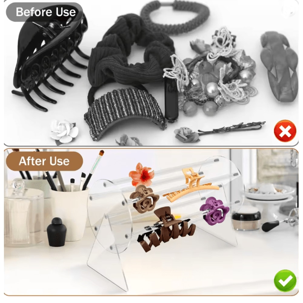 360 Degree Rotating Acrylic Hair Clip Organizer Display Stand 2