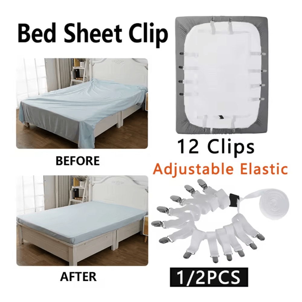 Adjustable Bed Sheet Holder Clips Elastic Non Slip Mattress Fasteners 0