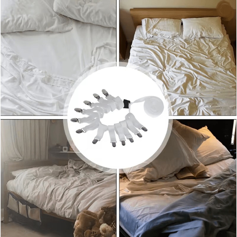 Adjustable Bed Sheet Holder Clips Elastic Non Slip Mattress Fasteners 3