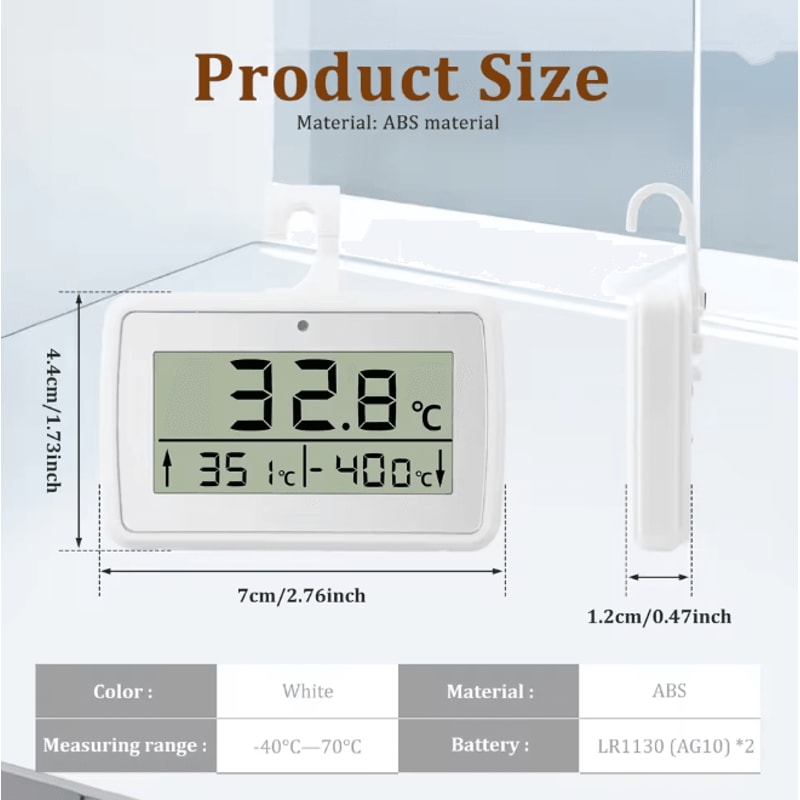 Digital Fridge Thermometer With Hook For Refrigerator And Freezer Monitoring 4