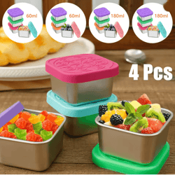 stainless steel snack and salad containers with leakproof silicone lids set of 4
