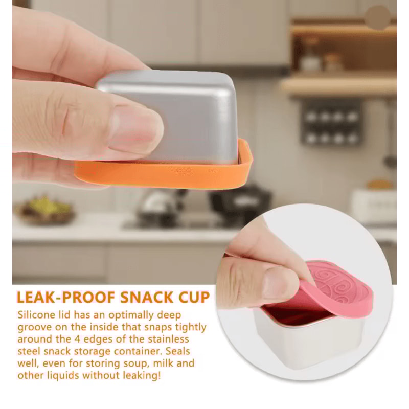 Stainless Steel Snack And Salad Containers With Leakproof Silicone Lids Set Of 4 2