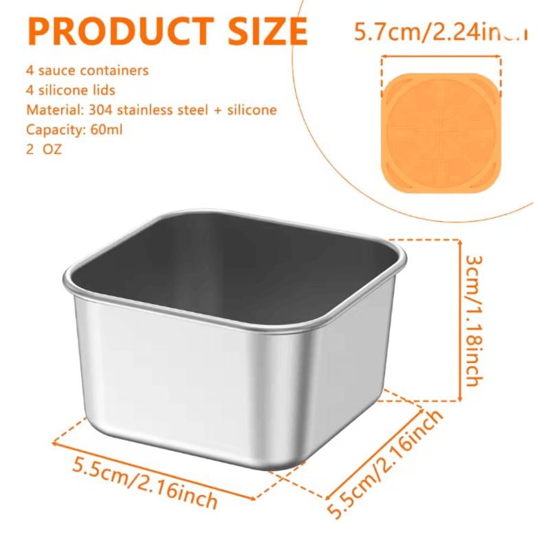 Stainless Steel Snack And Salad Containers With Leakproof Silicone Lids Set Of 4 3