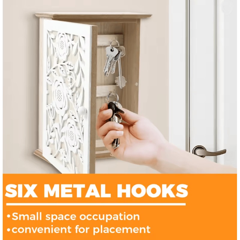 Wood Key Box Decorative Wall Key Holder With Hooks For Entryway 1
